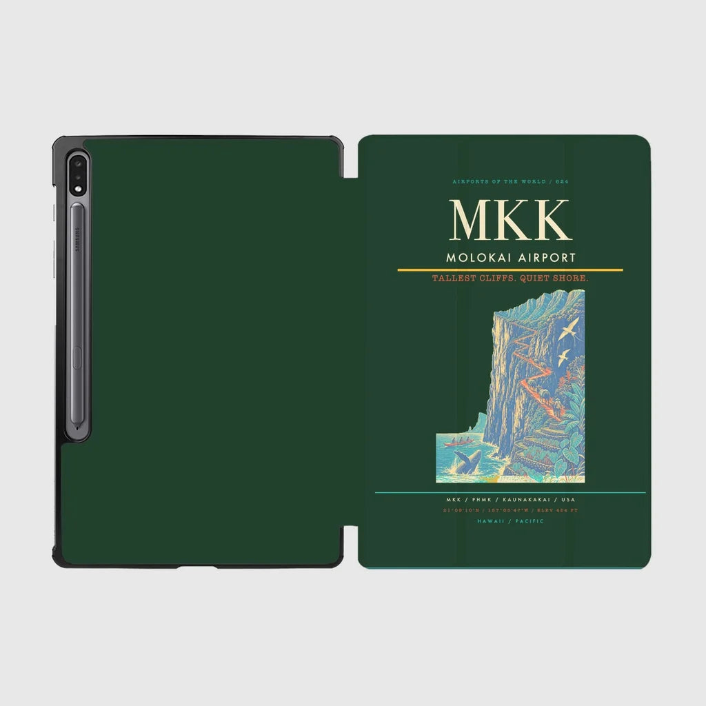 Molokai Airport (MKK) design on dark green samsung tablet tablet case