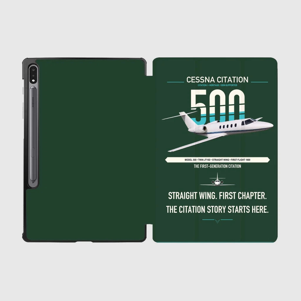 Cessna Citation 500 - Citation I design on dark green samsung tablet tablet case
