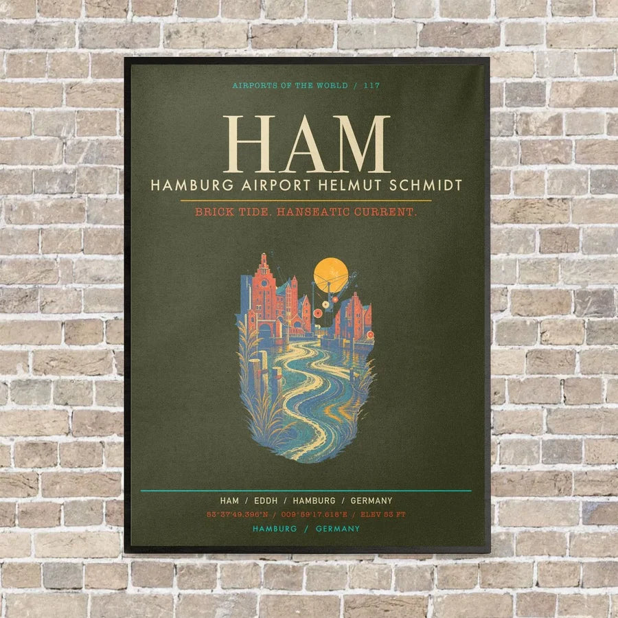 Hamburg Airport Helmut Schmidt HAM - Canvas Framed - Green Army