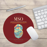 Thumbnail for Missoula Montana Airport (MSO) design on dark red round mouse pad