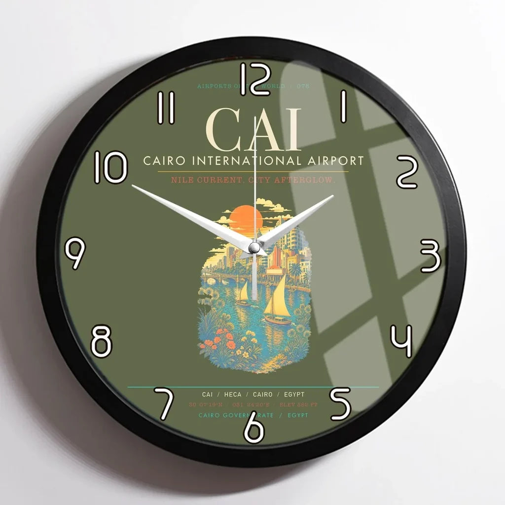 Cairo International Airport CAI Wall-Clock Framed - Green Army