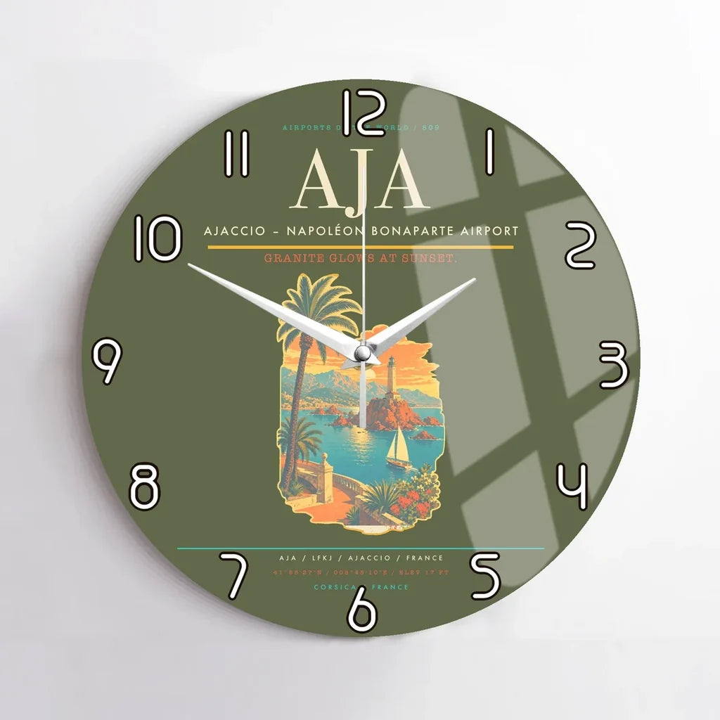 Ajaccio  Napoleon Bonaparte Airport AJA Wall-Clock No-Frame - Green Army