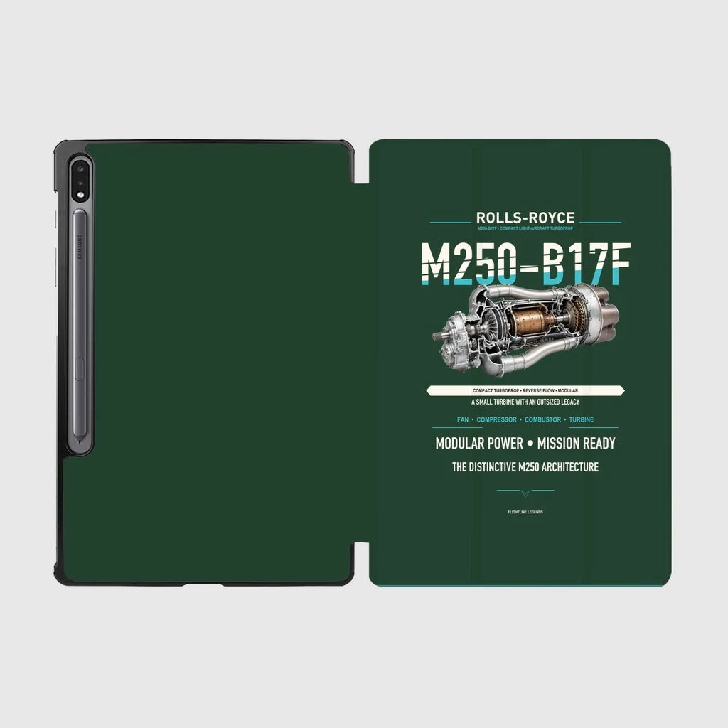 M250-B17F design on dark green samsung tablet tablet case