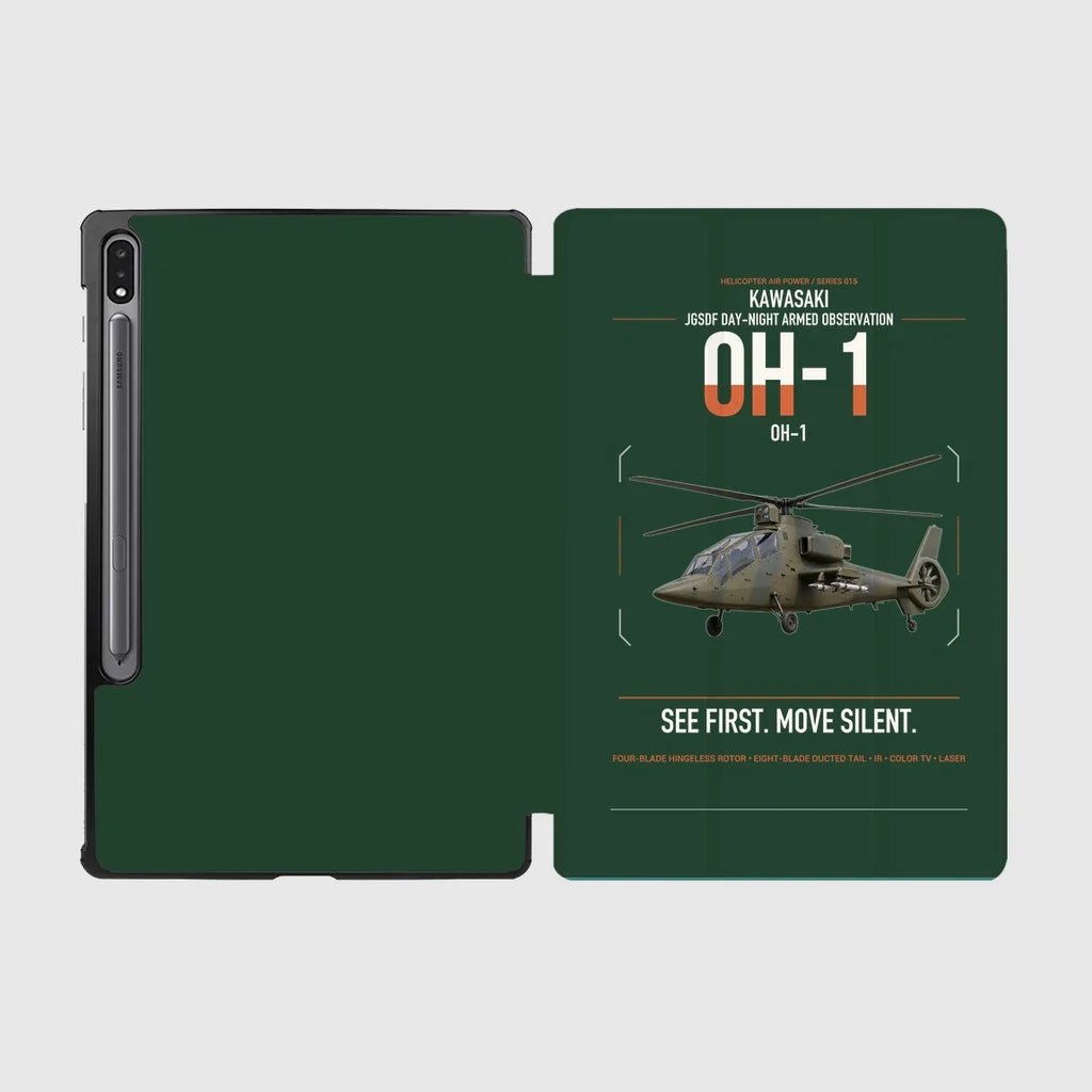 Kawasaki OH-1 design on dark green samsung tablet tablet case