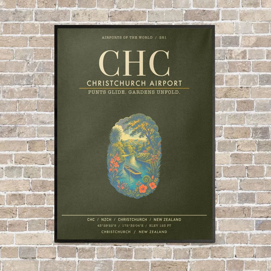 Christchurch Airport CHC - Canvas Framed - Green Army