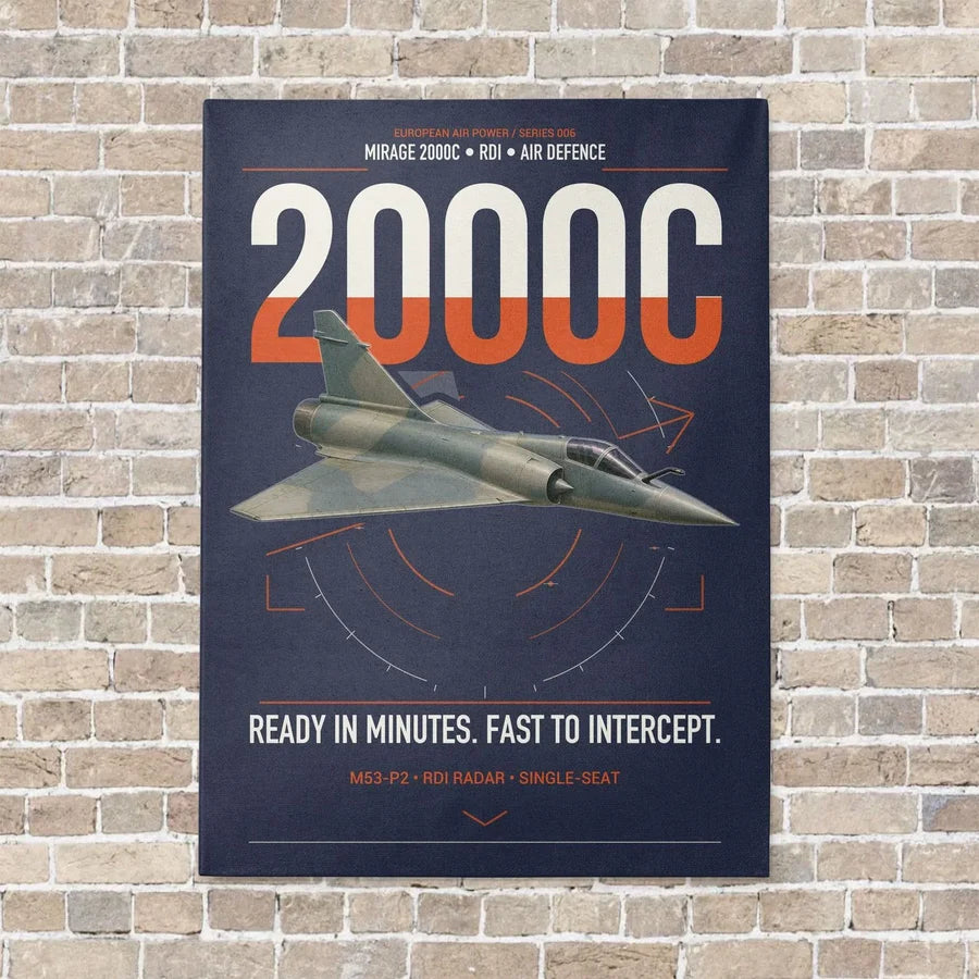 Dassault Mirage 2000C RDI vertical canvas print - no frame - navy blue background
