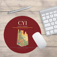 Thumbnail for Chiayi Airport (CYI) design on dark red round mouse pad
