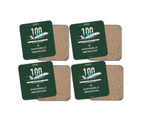 Thumbnail for Fokker 100 design on dark green 4 pieces set coaster