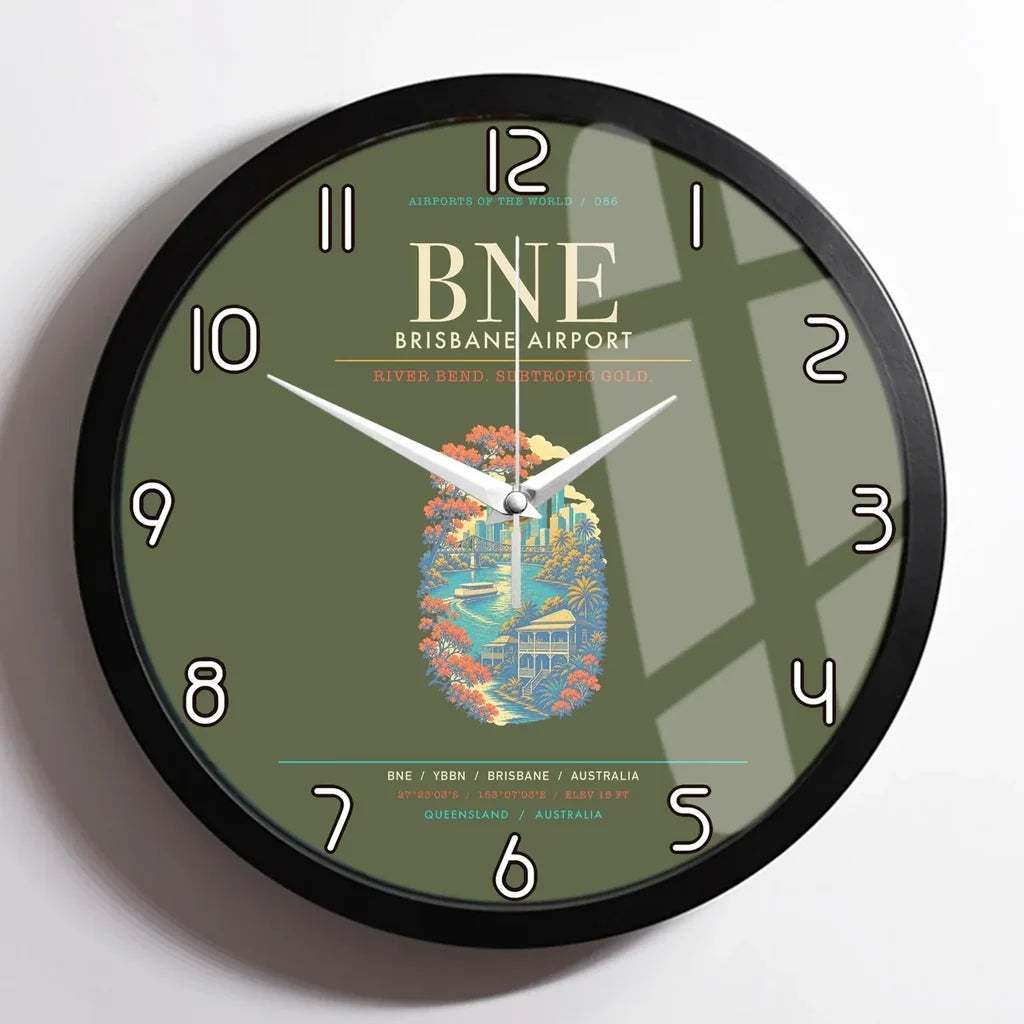 Brisbane Airport BNE Wall-Clock Framed - Green Army