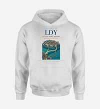 Thumbnail for City of Derry Airport (LDY) design on white hoodie single-side print
