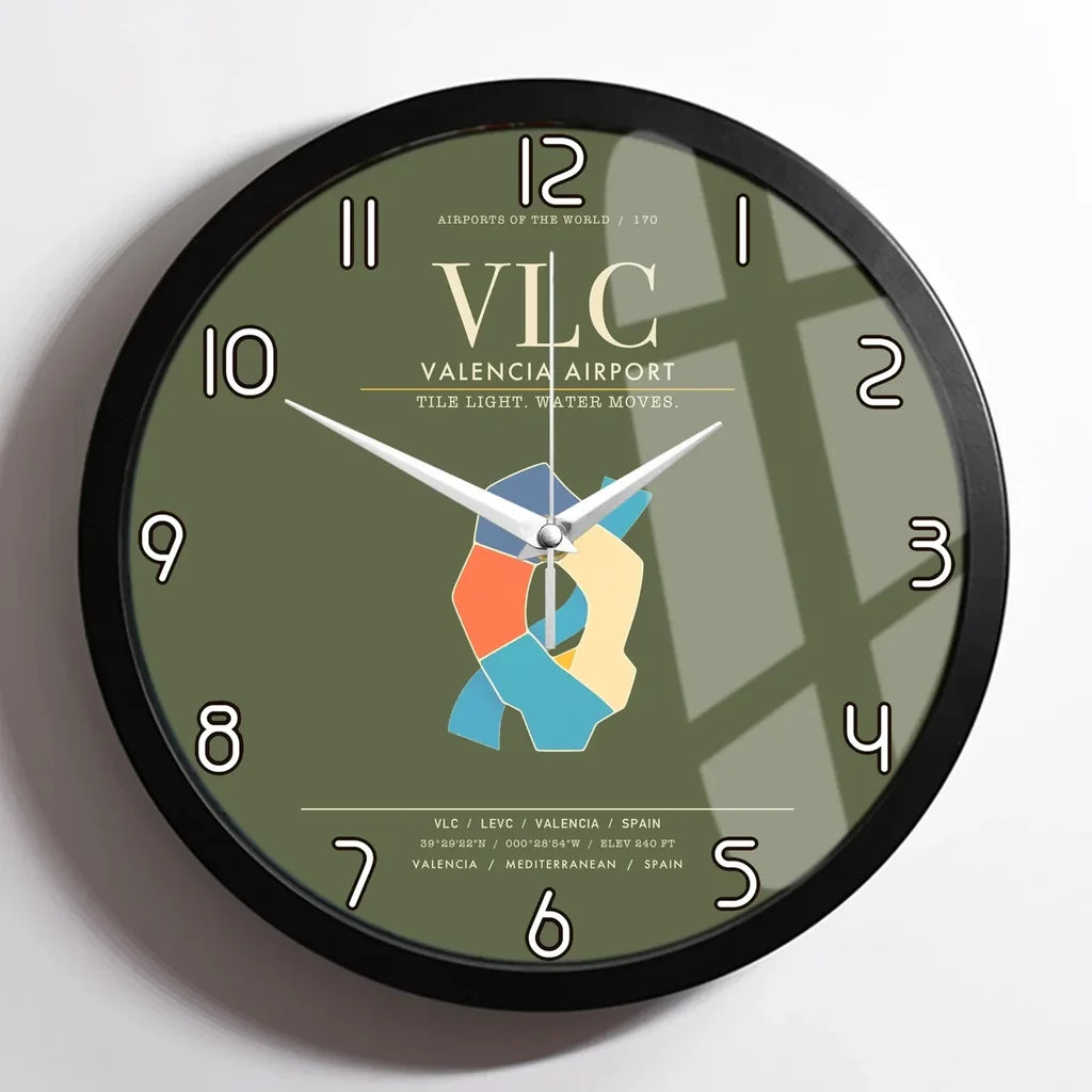 Valencia Airport VLC Wall-Clock Framed - Green Army