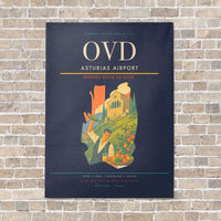 Thumbnail for Asturias Airport OVD vertical canvas print - no frame - navy blue background