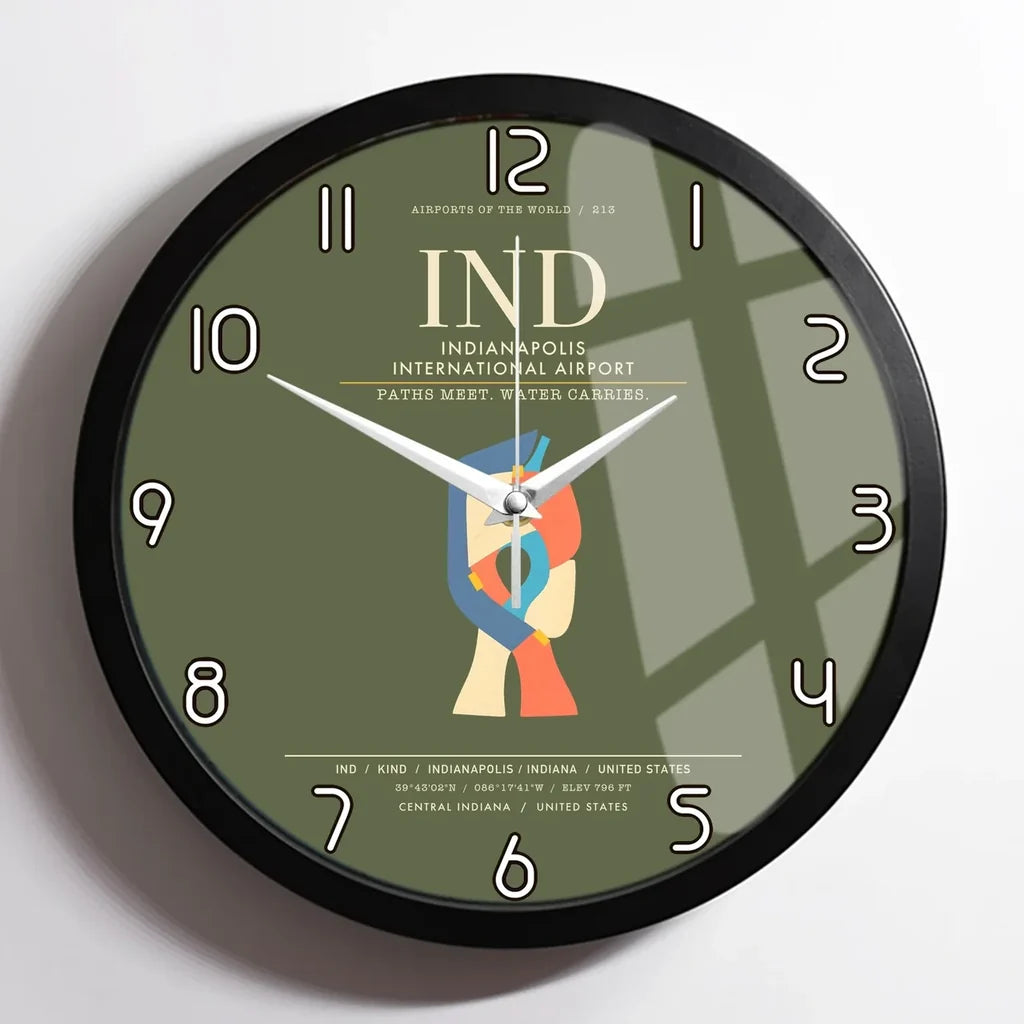 Indianapolis International Airport IND Wall-Clock Framed - Green Army