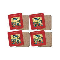 Thumbnail for The Flour Bomb Drop - Designed Coasters design on red 4-pieces-set