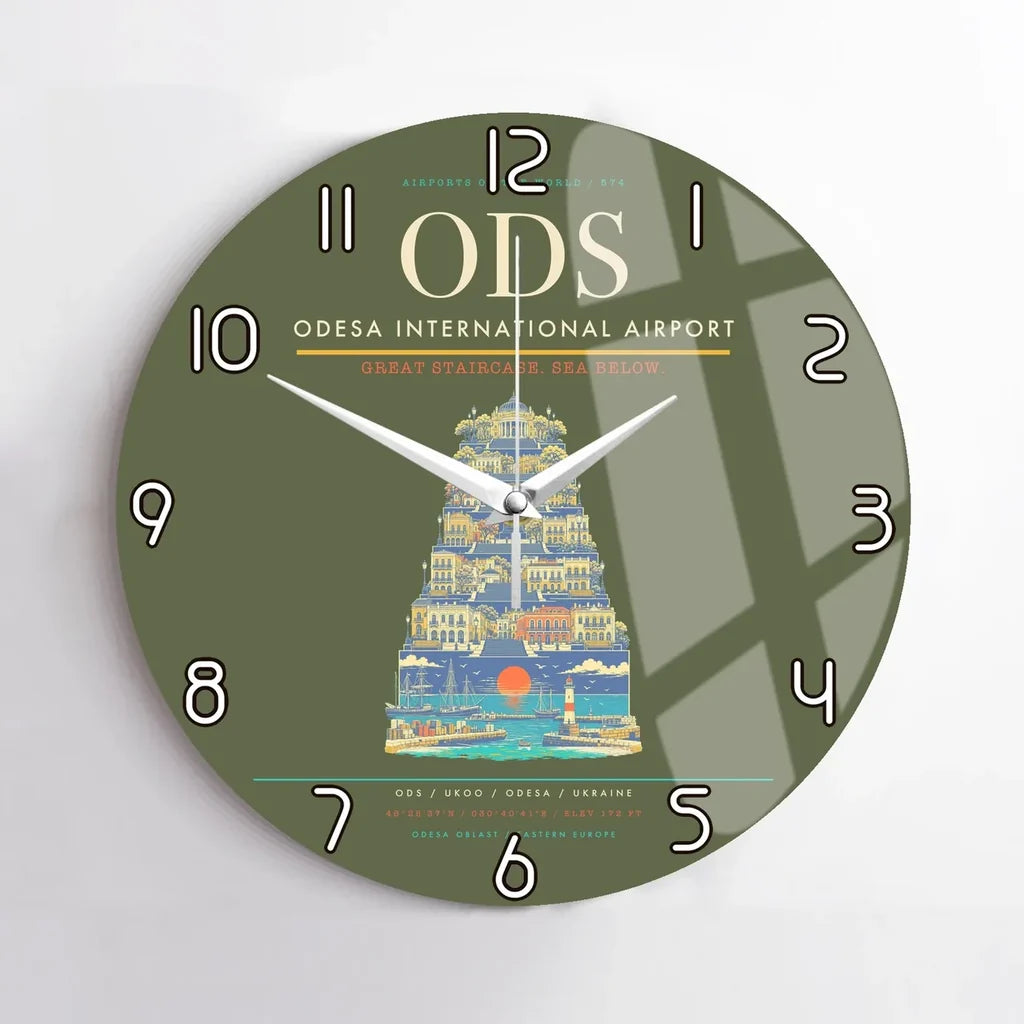 Odesa International Airport ODS Wall-Clock No-Frame - Green Army