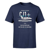 Thumbnail for Cessna Citation CJ1+ design on navy blue double-side t-shirt, single-side print