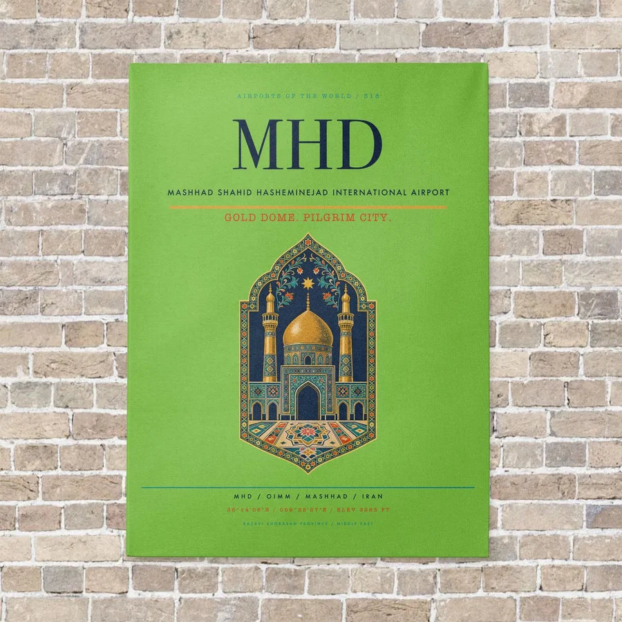 Mashhad Shahid Hasheminejad International Airport MHD - Canvas No Frame - Light Green