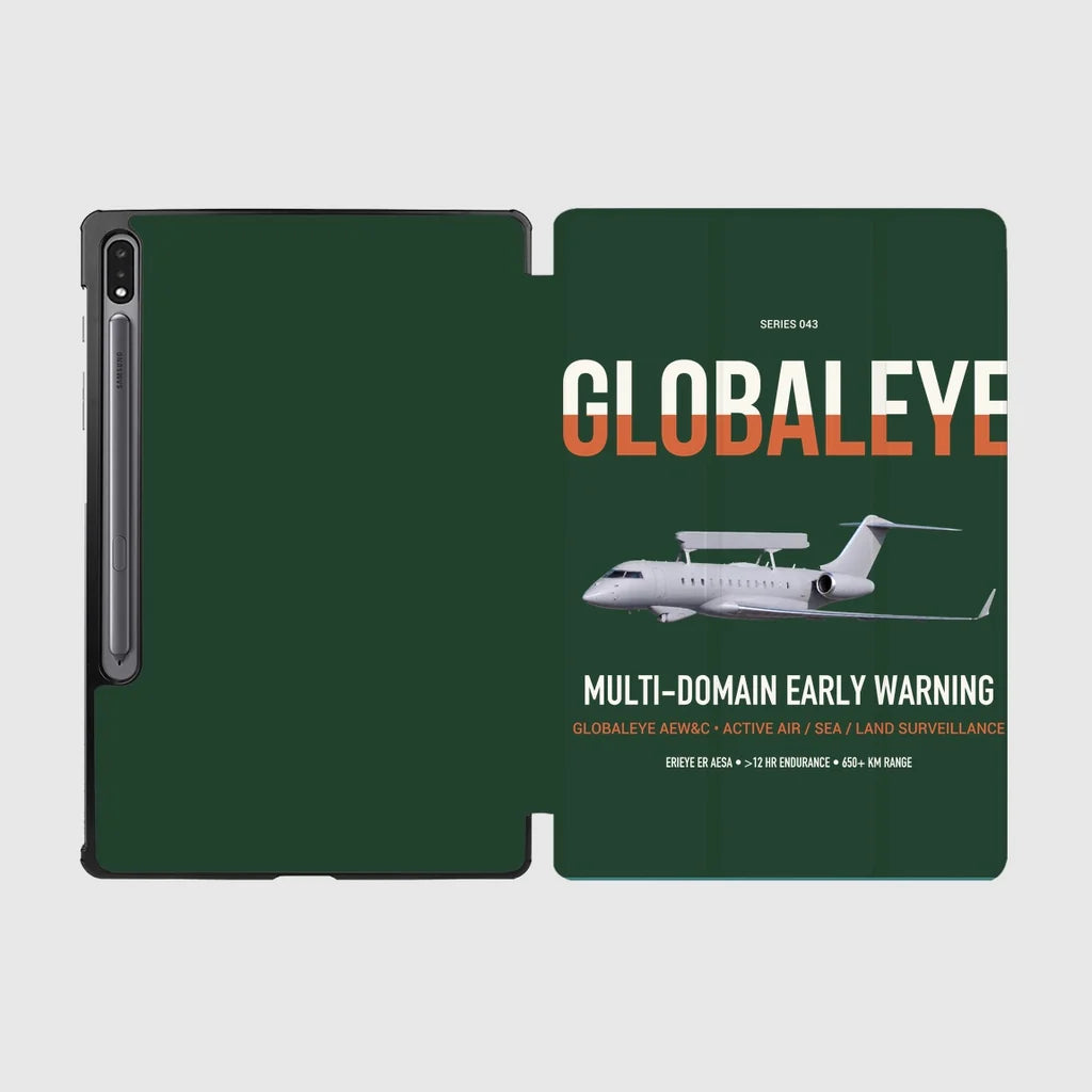Saab GlobalEye design on dark green samsung tablet tablet case