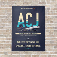 Thumbnail for Airbus ACJ320neo vertical canvas print - no frame - navy blue background