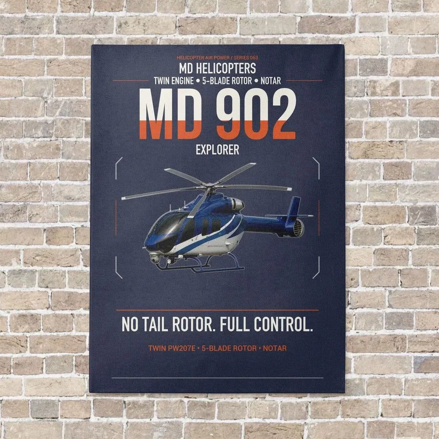 MD Helicopters MD 902 Explorer vertical canvas print - no frame - navy blue background