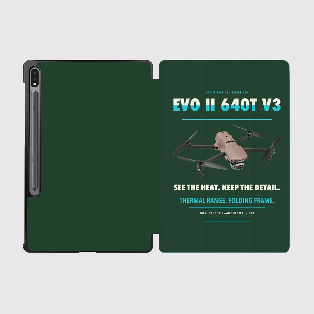 Autel EVO II Dual 640T V3 design on dark green samsung tablet tablet case