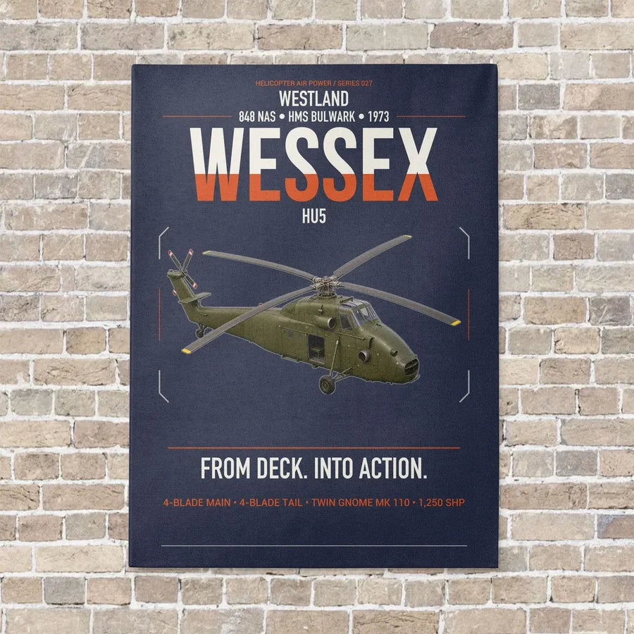 Westland Wessex HU5 vertical canvas print - no frame - navy blue background