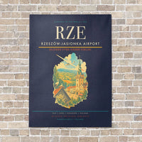 Thumbnail for Rzeszów-Jasionka Airport RZE vertical canvas print - no frame - navy blue background
