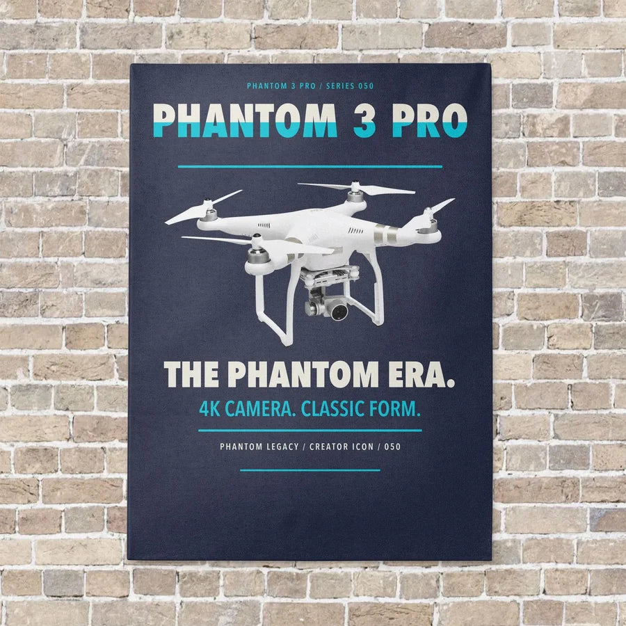 DJI Phantom 3 Professional vertical canvas print - no frame - navy blue background