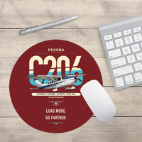 Thumbnail for Cessna 206 Stationair design on dark red round mouse pad