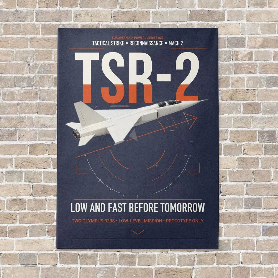 BAC TSR-2 vertical canvas print - no frame - navy blue background
