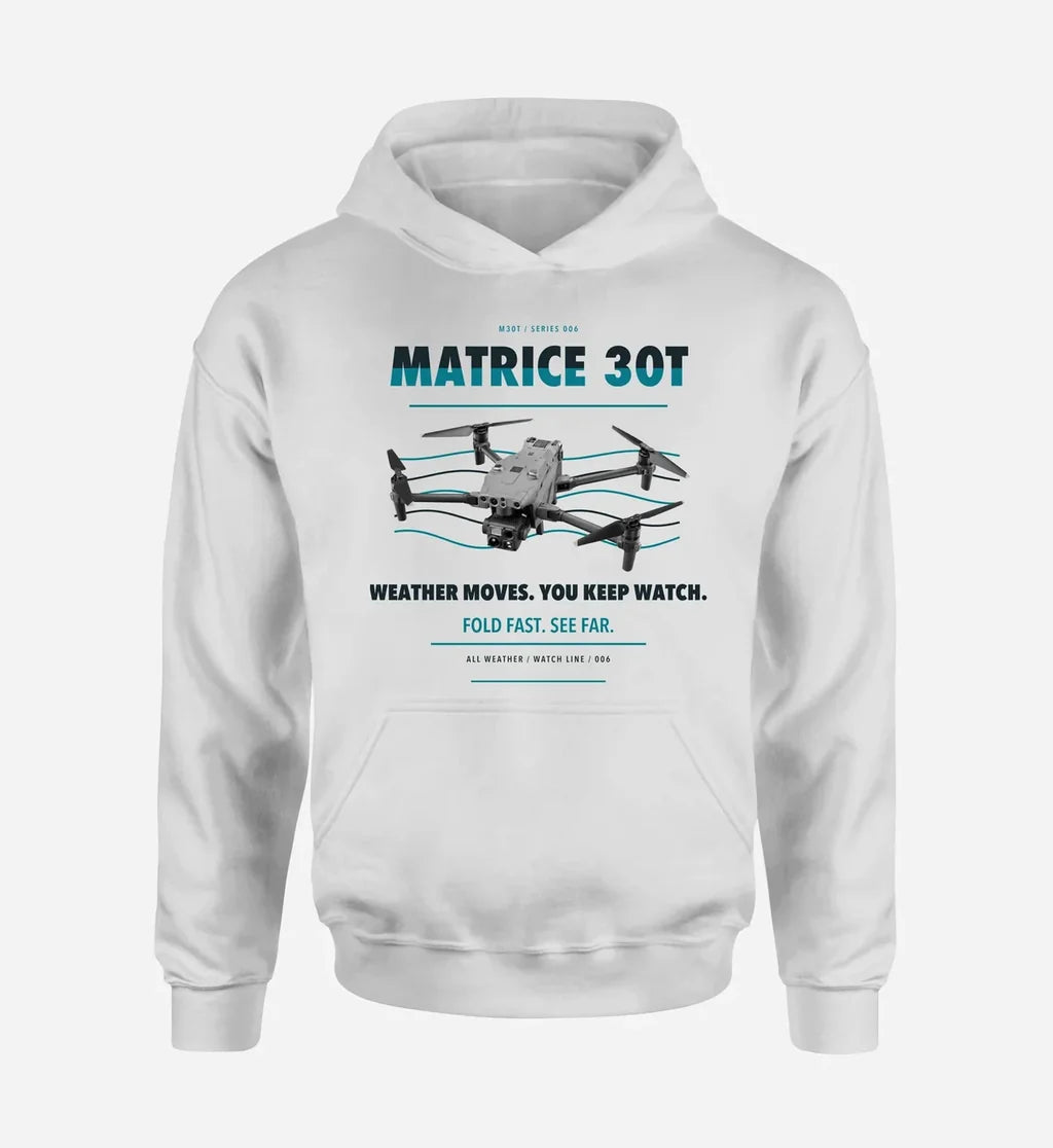 DJI Matrice 30T design on white hoodie single side