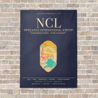 Thumbnail for Newcastle International Airport NCL vertical canvas print - no frame - navy blue background