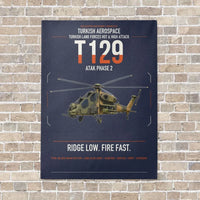 Thumbnail for Turkish Aerospace T129 ATAK Phase 2 vertical canvas print - no frame - navy blue background