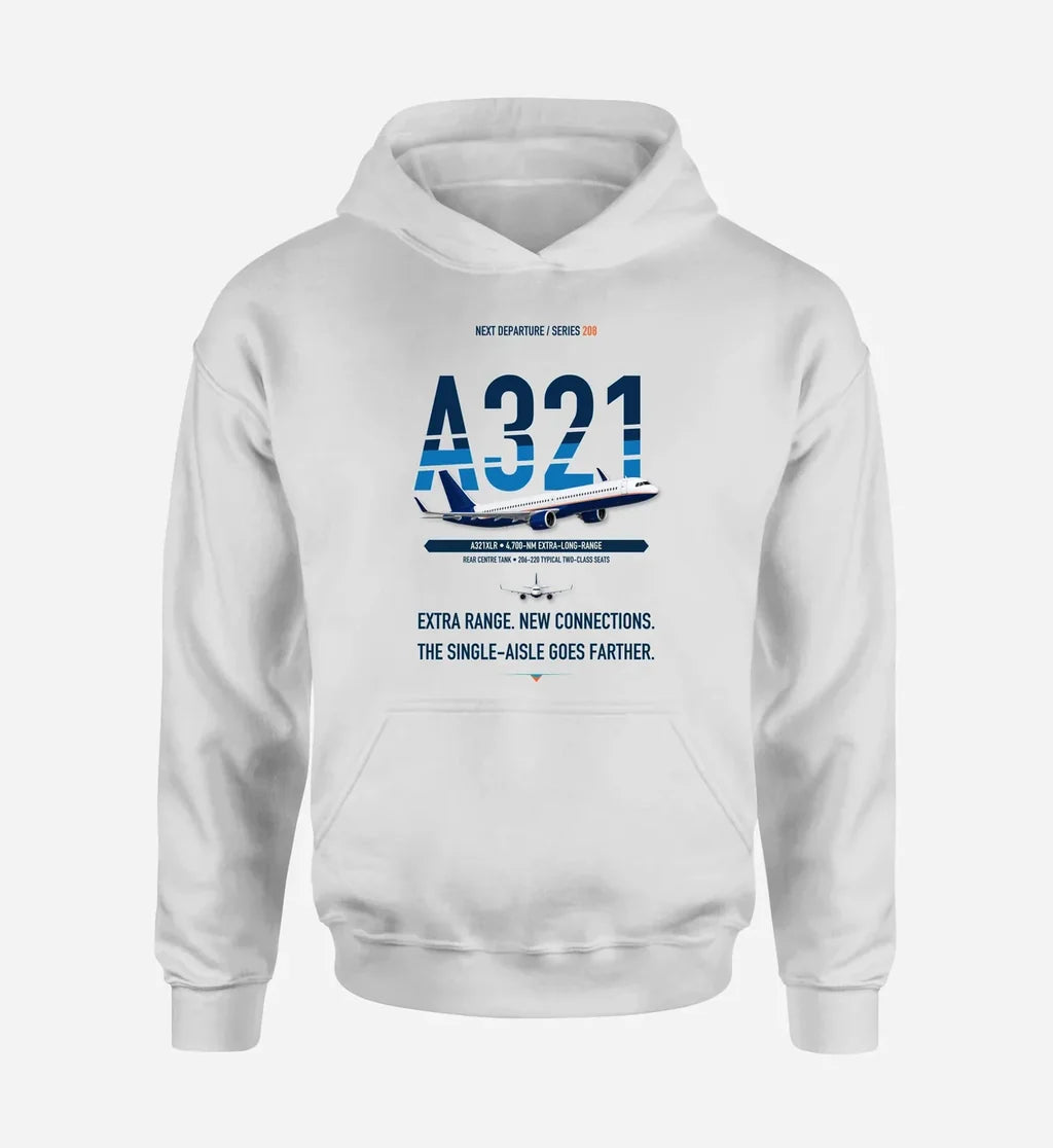 Airbus A321XLR design on white hoodie single side