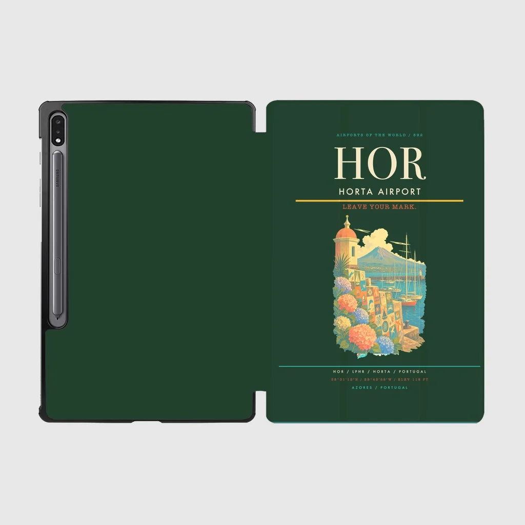Horta Airport (HOR) design on dark green samsung tablet tablet case