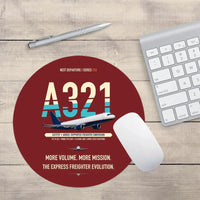 Thumbnail for Airbus A321P2F design on dark red round mouse pad