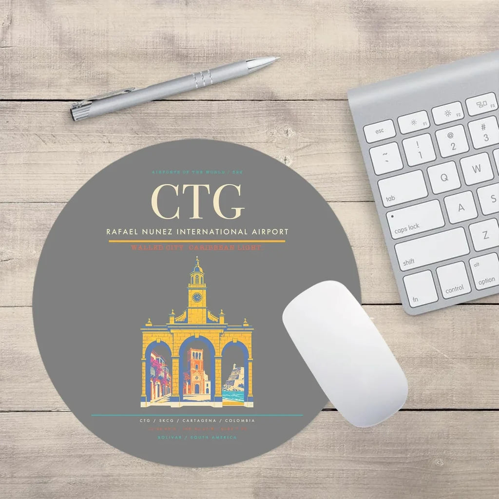 Rafael Nunez International Airport CTG Mouse-Pad Round - Gray