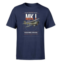 Thumbnail for Fairey Swordfish Mk I design on navy blue t-shirt, single-side print