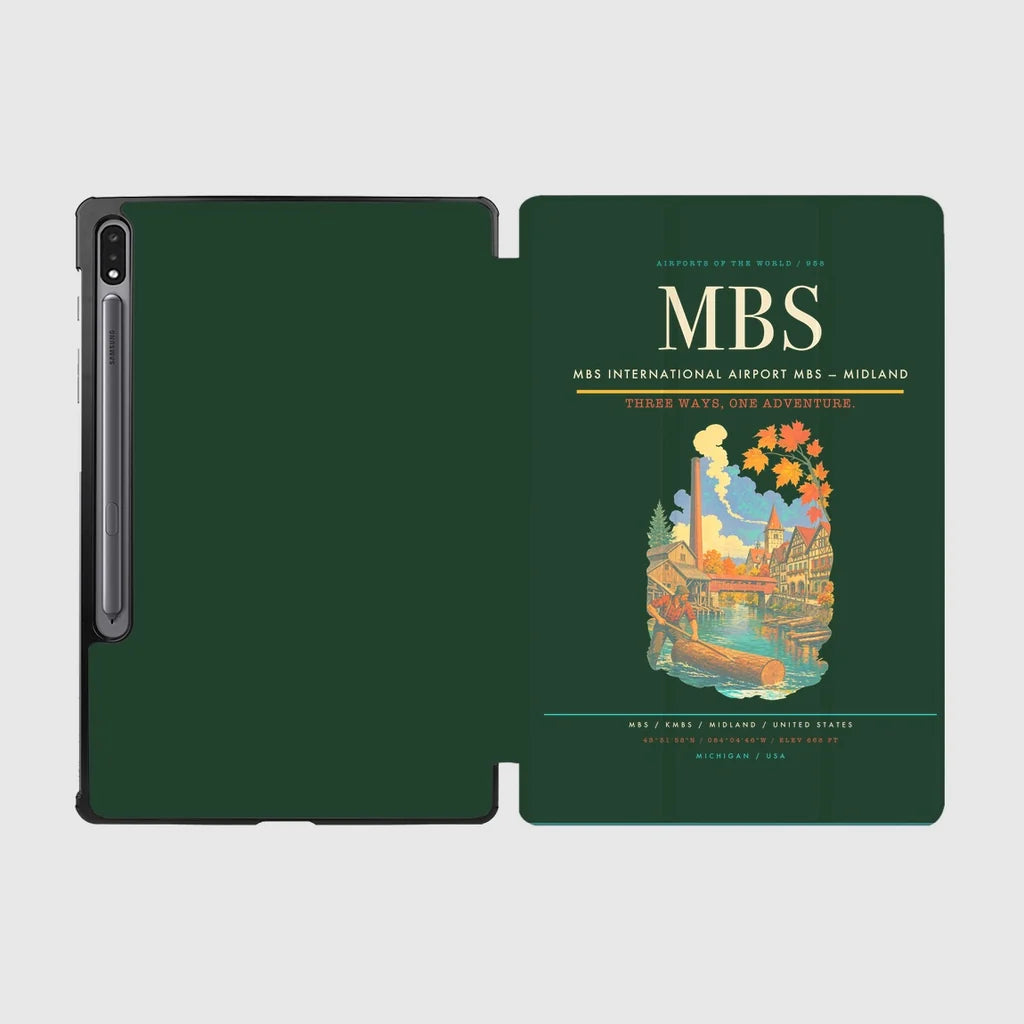 MBS International Airport (MBS) design on dark green samsung tablet tablet case