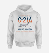 Thumbnail for C-21A LEARJET design on white hoodie single side
