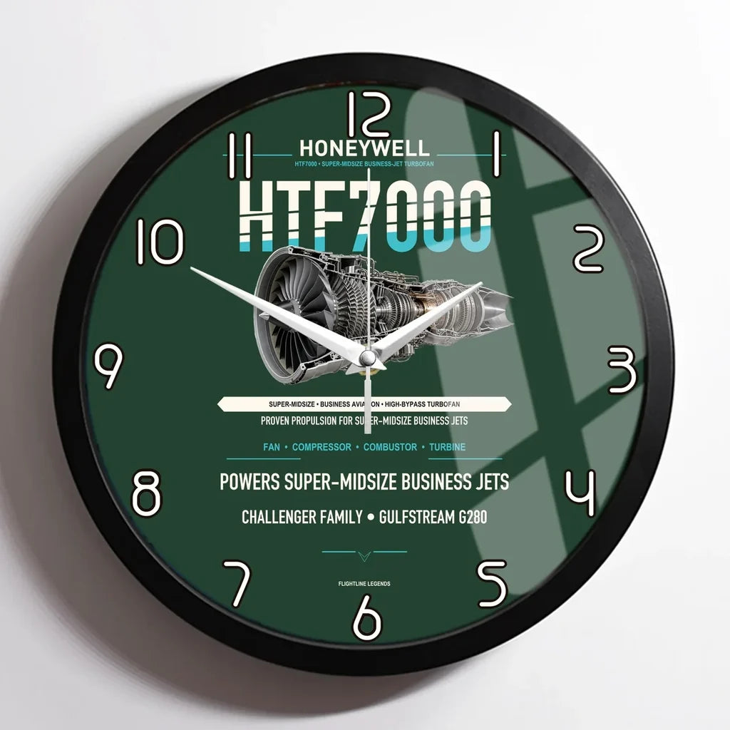 HTF7000 design on dark green framed wall clock