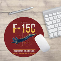 Thumbnail for F-15C Eagle design on dark red round mouse pad