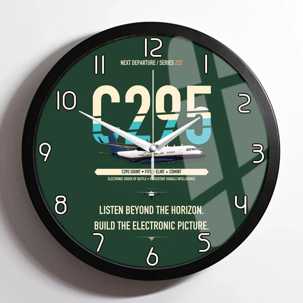 Airbus C295 SIGINT design on dark green framed wall clock