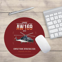 Thumbnail for Leonardo AW169 design on dark red round mouse pad