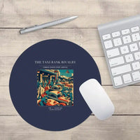 Thumbnail for VINTAGE G4376 - The Taxi Rank Rivalry - Designed Mouse Pads design on navyblue round