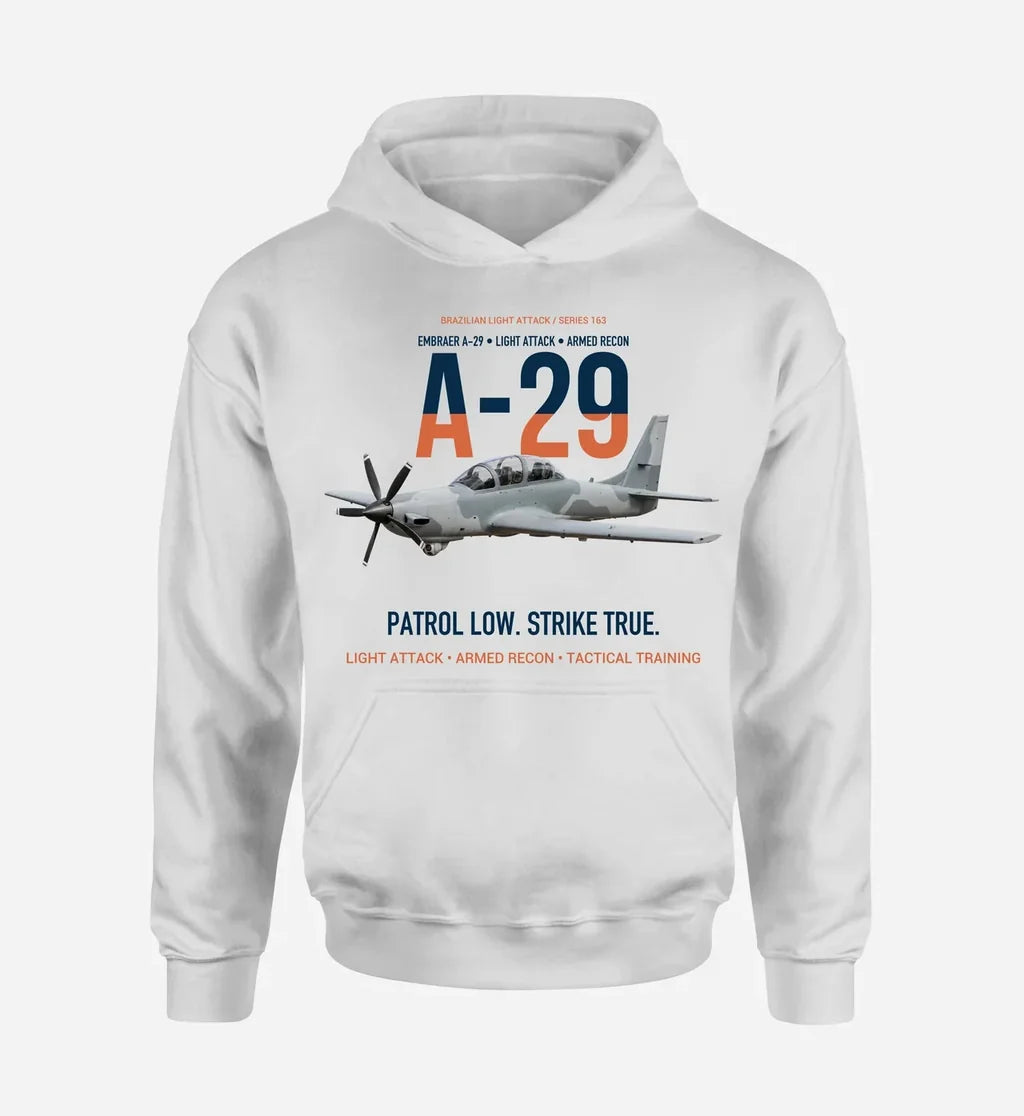 A-29 SUPER TUCANO design on white hoodie single side