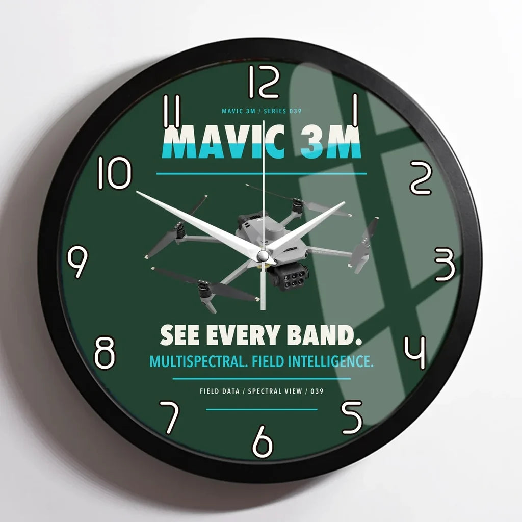 DJI Mavic 3 Multispectral design on dark green framed wall clock