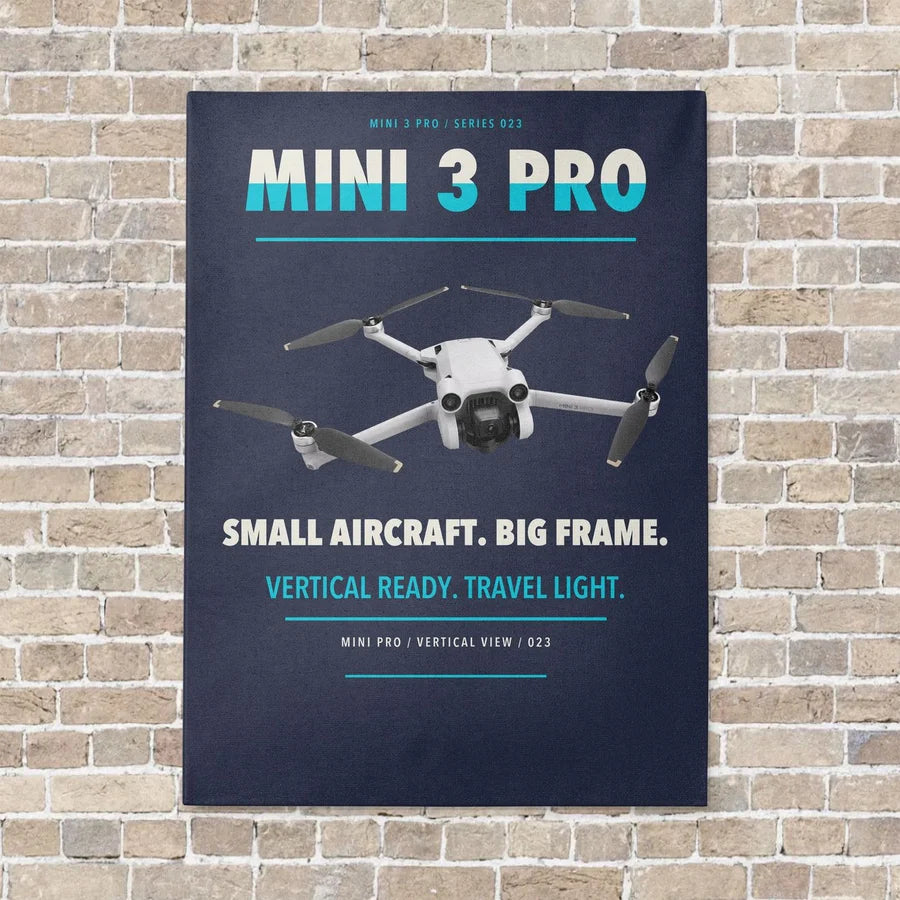 DJI Mini 3 Pro vertical canvas print - no frame - navy blue background