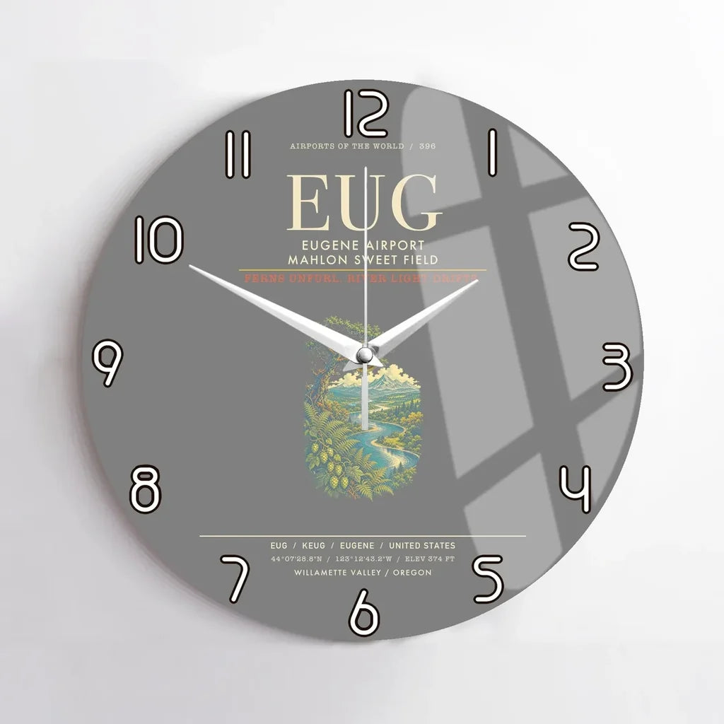 Eugene Airport Mahlon Sweet Field EUG Wall-Clock No-Frame - Gray
