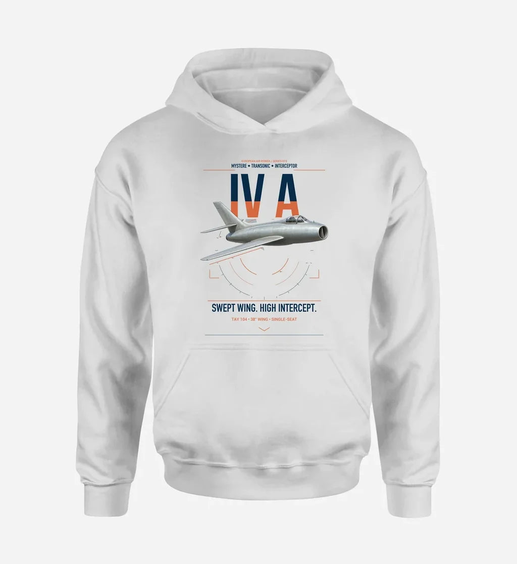 Dassault Mystère IV A design on white double-side hoodie, single-side print